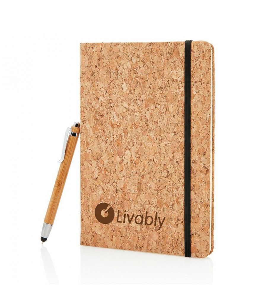 Carnet de notes en liège a5 avec stylo bambou