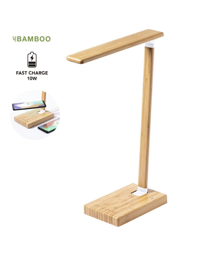Lampe 25 leds pliable & chargeur à induction sans fil  bambou