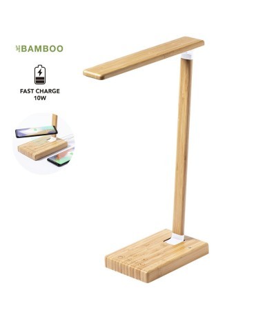 Lampe 25 leds pliable & chargeur à induction sans fil  bambou