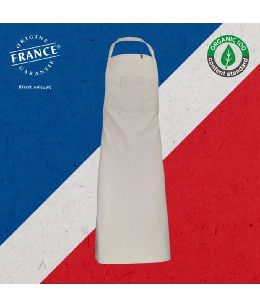 Tablier adulte avec poche coton bio - Made in France
