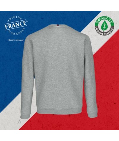 Sweat homme molleton gratté coton bio - Made in France