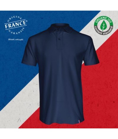 Polo homme maille piquée coton bio - Made in France