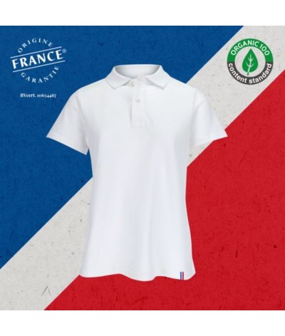Polo femme maille piquée coton bio - Made in France