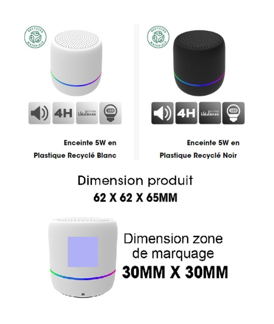 Enceinte Bluetooth Xoopar Xboy-R 10W - Plastique Recyclé - Son 360°, NFC, Autonomie 8h, Charge Sans Fil - Blanc