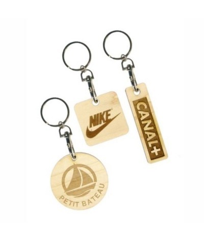 Porte-clés BOIS FAIT EN FRANCE plaqué rond