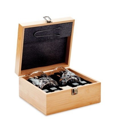 Set whisky dans coffret bambou