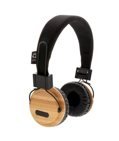Casque audio sans fil en bambou et rpet