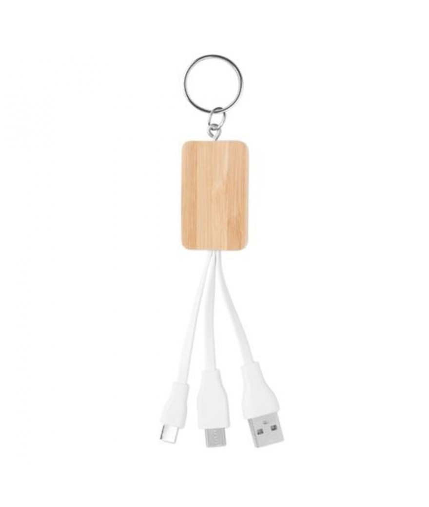 Porte-clés câble 3 en 1 en bambou