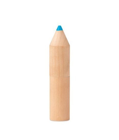 6 crayons de couleurs dans un étui en bois
