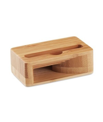 Support de téléphone avec amplificateur de son en bambou