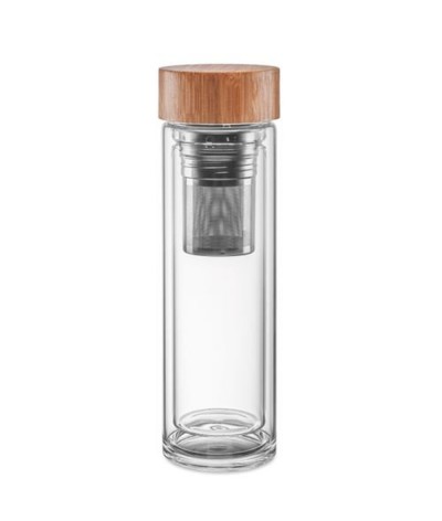 Gourde en verre double paroi avec infuseur thé 420 ml