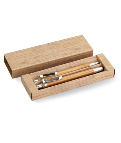 Set stylo & portemine bambou