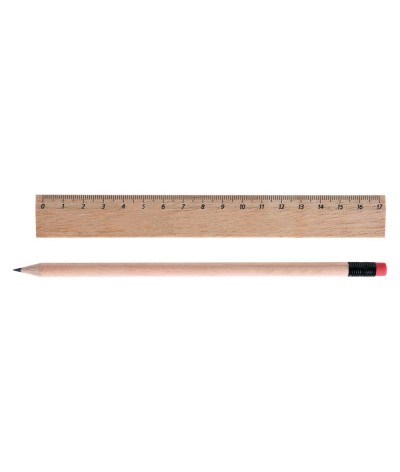Set crayon et règle 17 cm en bois de pulay