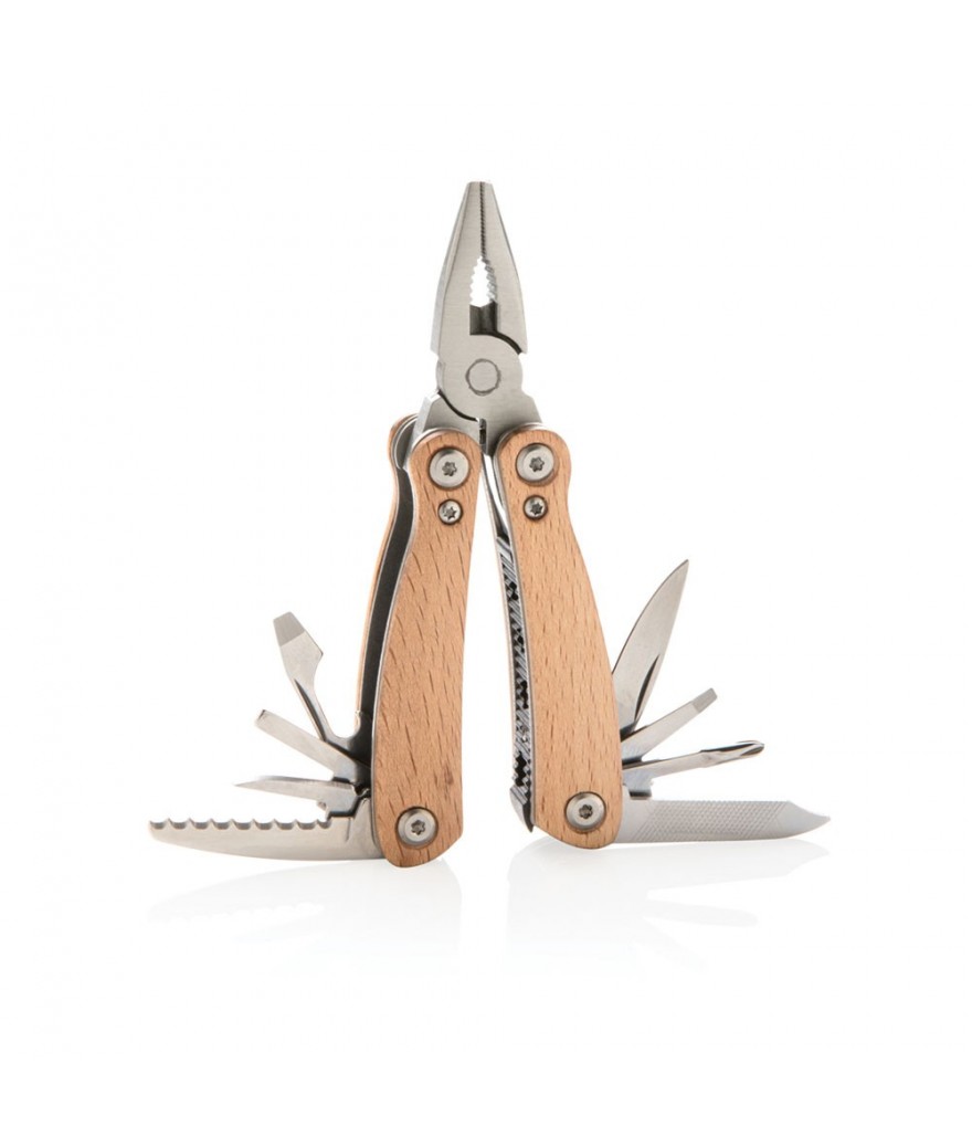 Mini-outil multifonctions 12 en hêtre & acier inoxydable