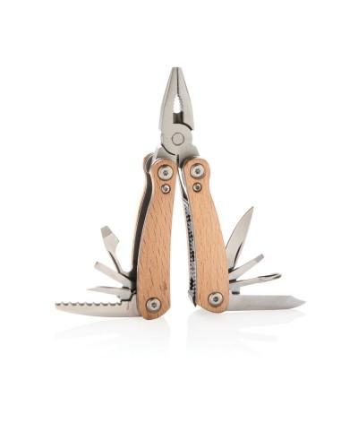 Mini-outil multifonctions 12 en hêtre & acier inoxydable