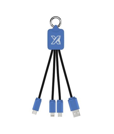 Câble 3-en-1 en rpet avec logo lumineux