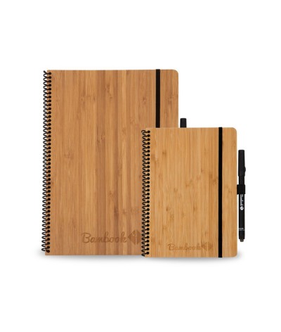 Carnet en bambou rigide avec feuilles effaçable