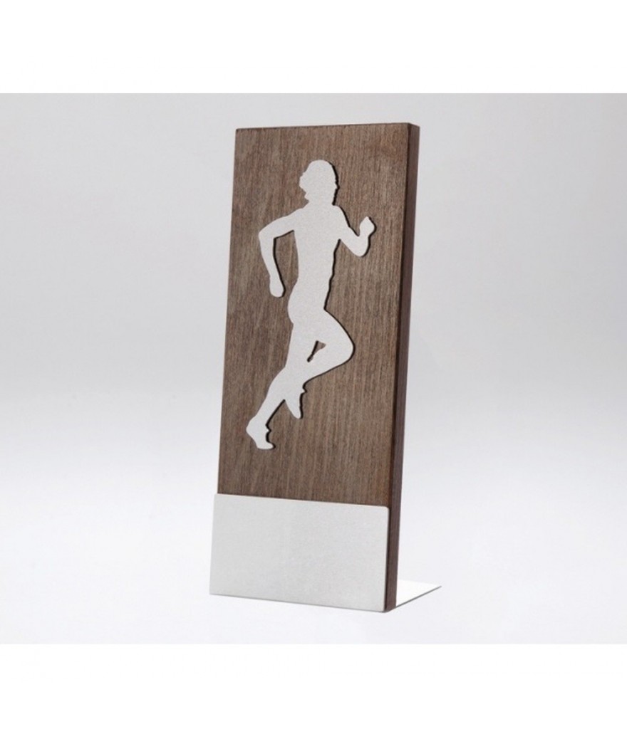 Trophée bois avec détail acier satiné