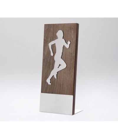 Trophée bois avec détail acier satiné