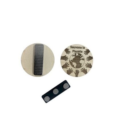 Badge bois aimanté sur mesure - Made in France