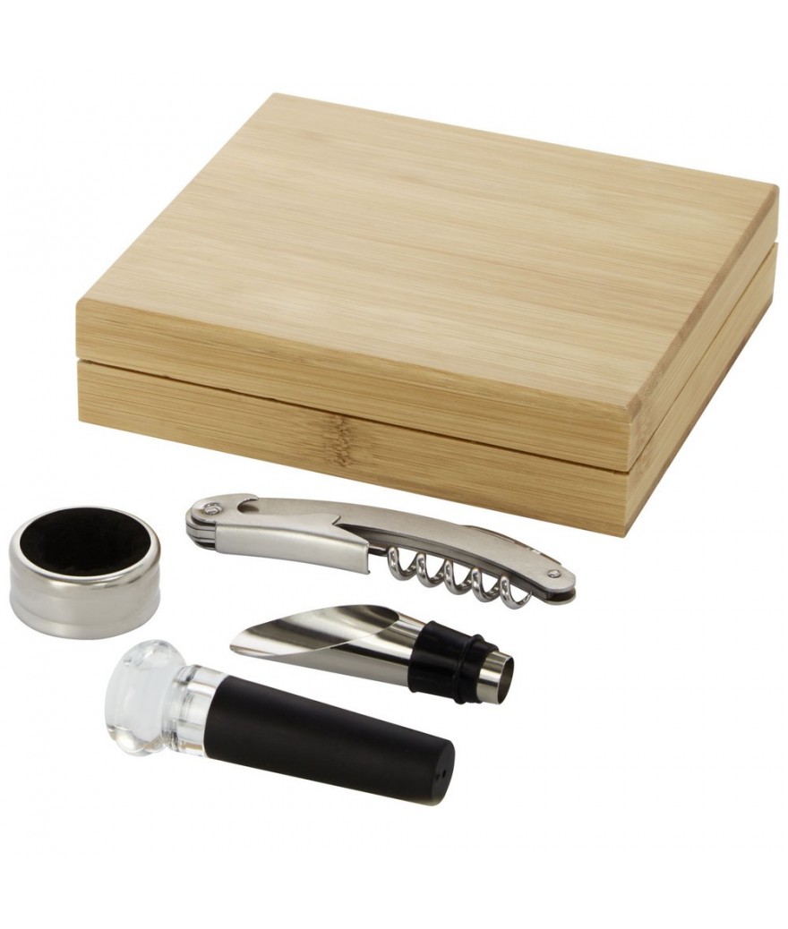 Coffret à vin bambou 4 pièces