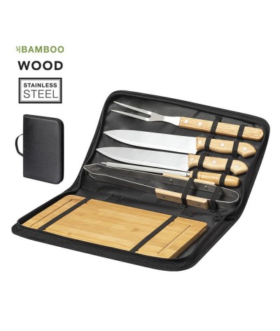 Ustensiles Barbecue 6 accessoires bois et acier inoxydable